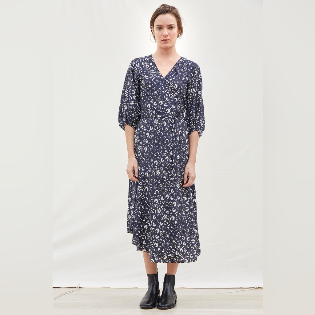 Apiece Apart Silk Sierra Wrap Midi Dress, Size 2